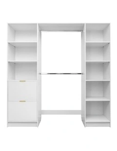 Basel Slim Brass Pull Handle Walk In Wardrobe Kit in White