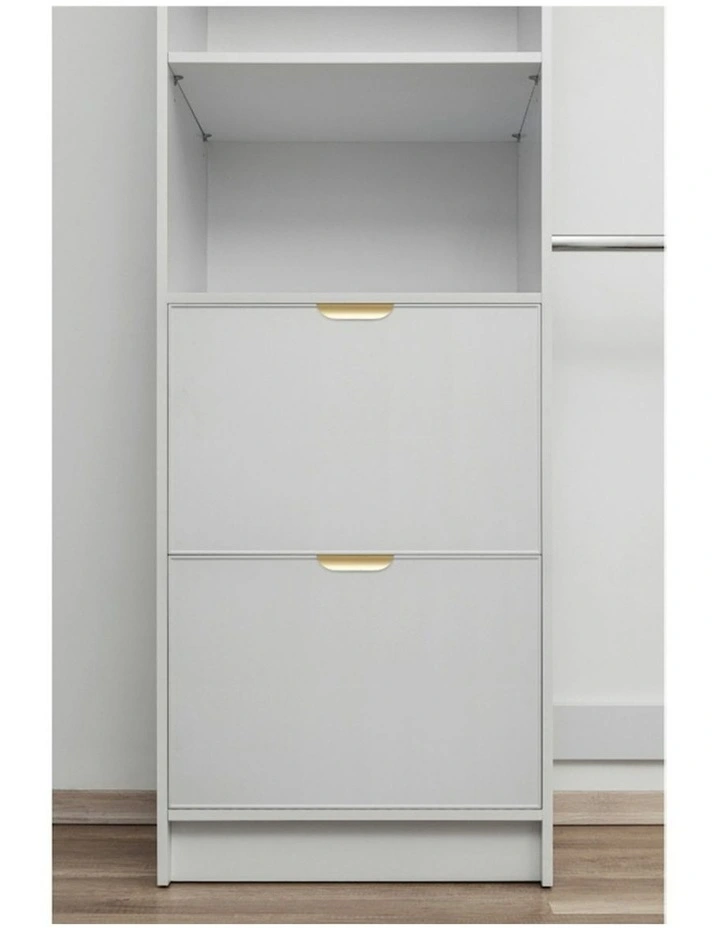 Basel Slim Brass Pull Handle Walk In Wardrobe Kit in White image 3