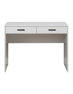 Odessa White Vj Panel Front Desk Black Oval Handle