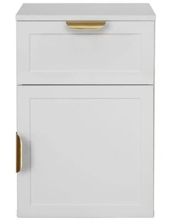 Porto White Hamptons Bedside Table Brass Pull Handle