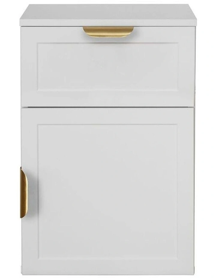 Porto White Hamptons Bedside Table Brass Pull Handle image 1