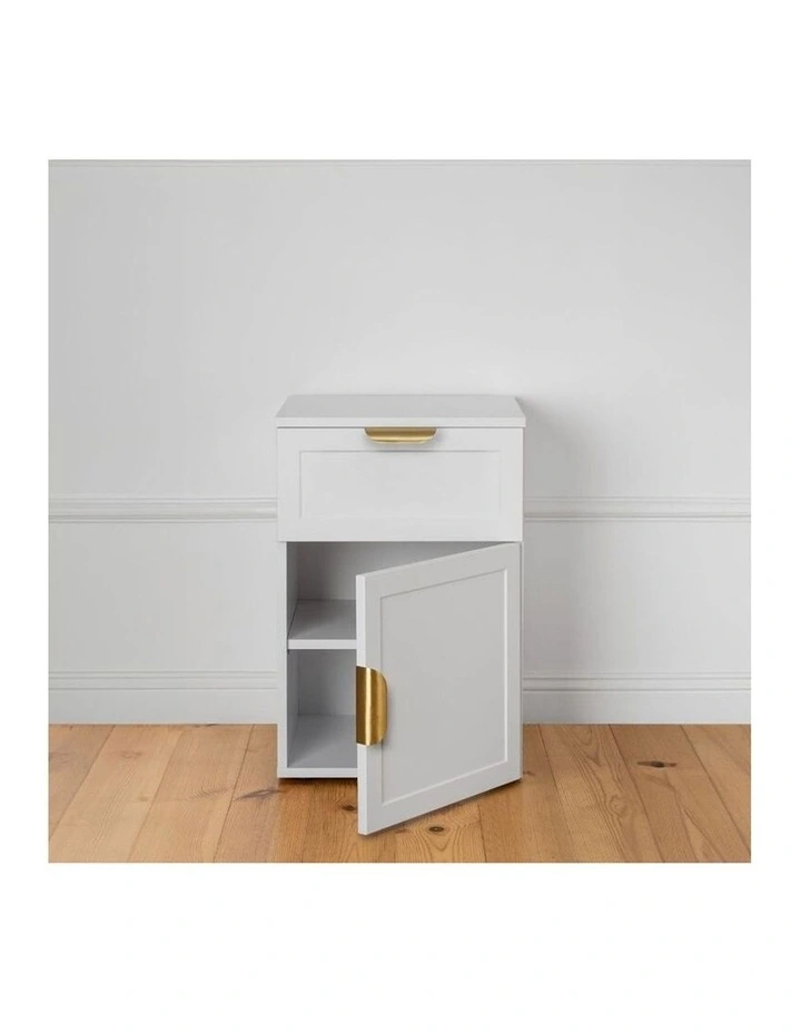 Porto White Hamptons Bedside Table Brass Pull Handle image 4
