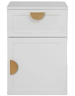 Porto White Hamptons Bedside Table Brass Half Moon Handle