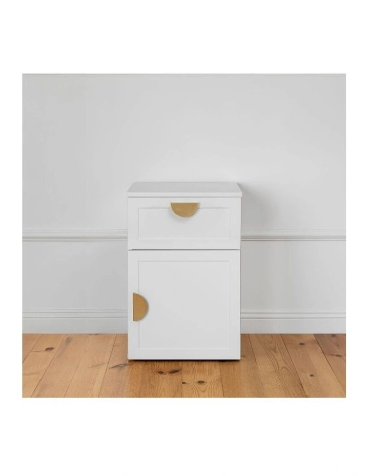 Porto White Hamptons Bedside Table Brass Half Moon Handle image 2
