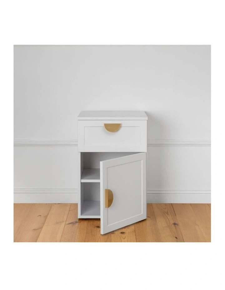 Porto White Hamptons Bedside Table Brass Half Moon Handle image 4