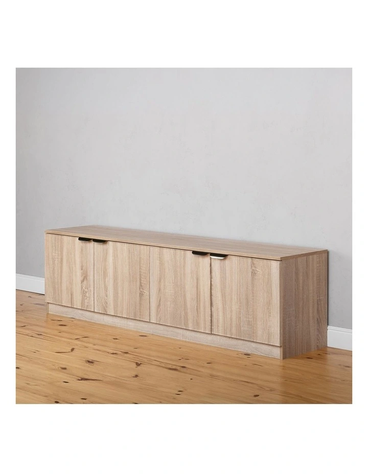 Bucharest Natural Oak Slim Tv Unit Black Pull Handle image 5