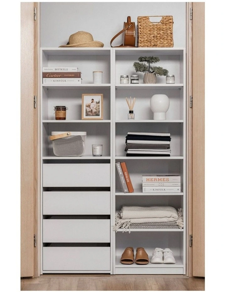 Geneva Built In Wardrobe 4 Drawer 3 Shelf in White image 2