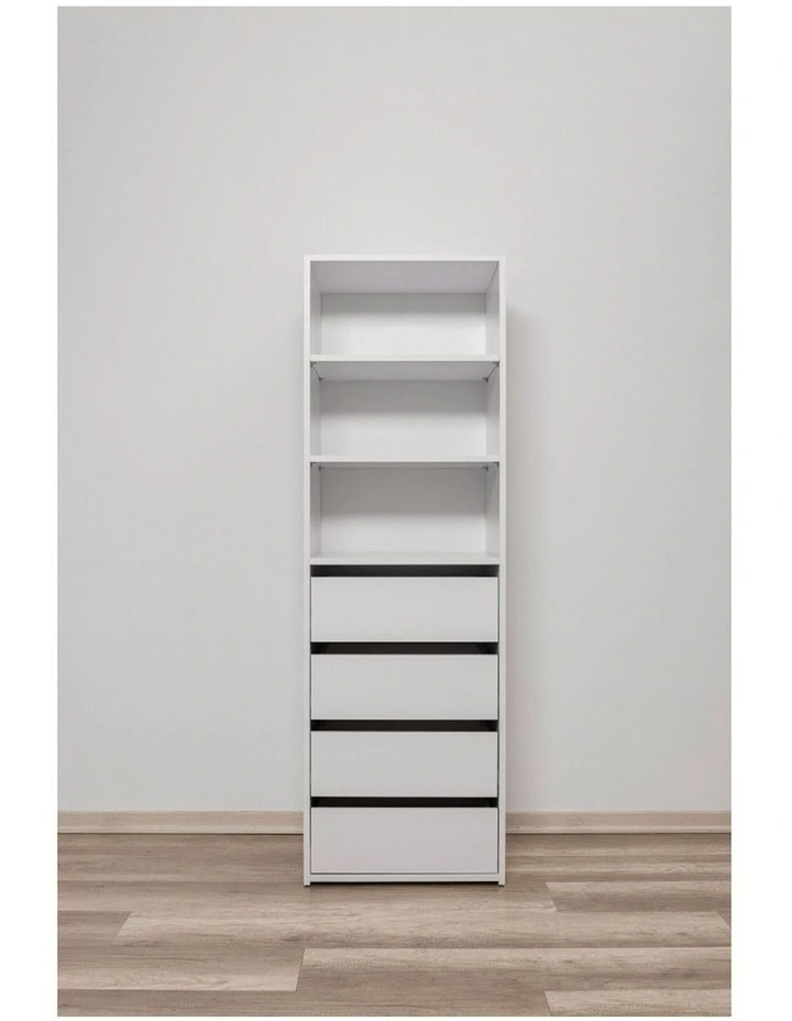 Geneva Built In Wardrobe 4 Drawer 3 Shelf in White image 4