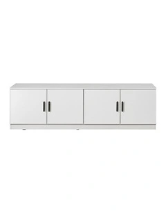 Bucharest White Slim Panel Tv Unit Black Oval Handle