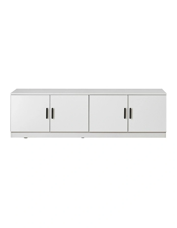 Bucharest White Slim Panel Tv Unit Black Oval Handle image 1