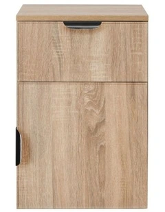 Porto Natural Oak Slim Bedside Table Black Pull Handle