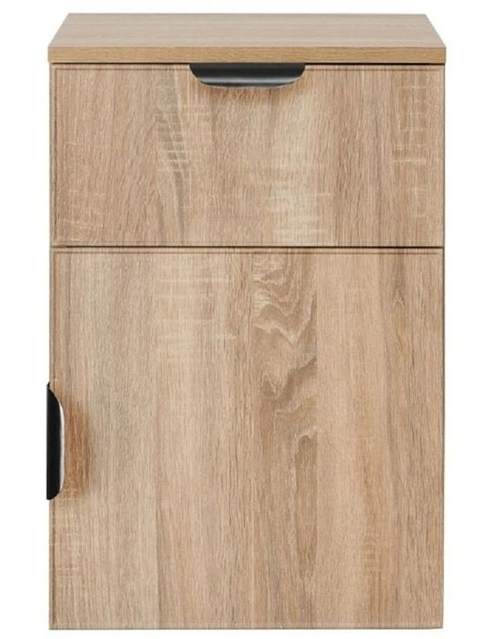 Porto Natural Oak Slim Bedside Table Black Pull Handle image 1