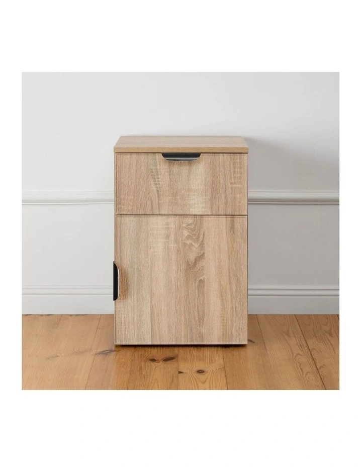 Porto Natural Oak Slim Bedside Table Black Pull Handle image 2