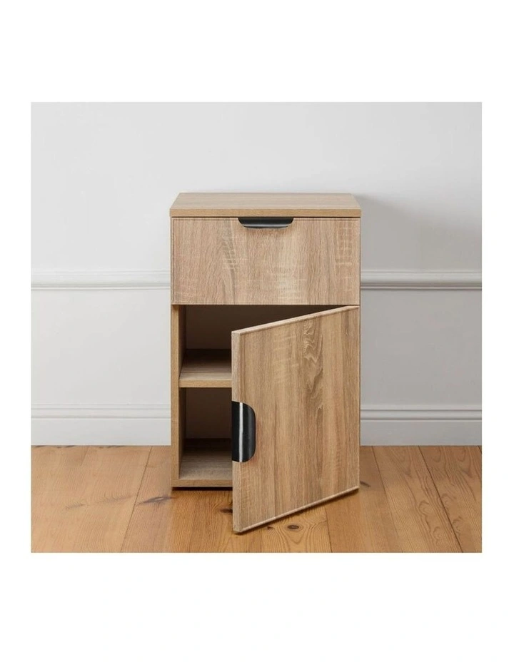Porto Natural Oak Slim Bedside Table Black Pull Handle image 3