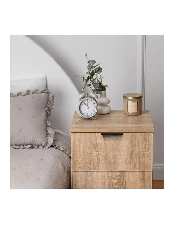 Porto Natural Oak Slim Bedside Table Black Pull Handle image 5