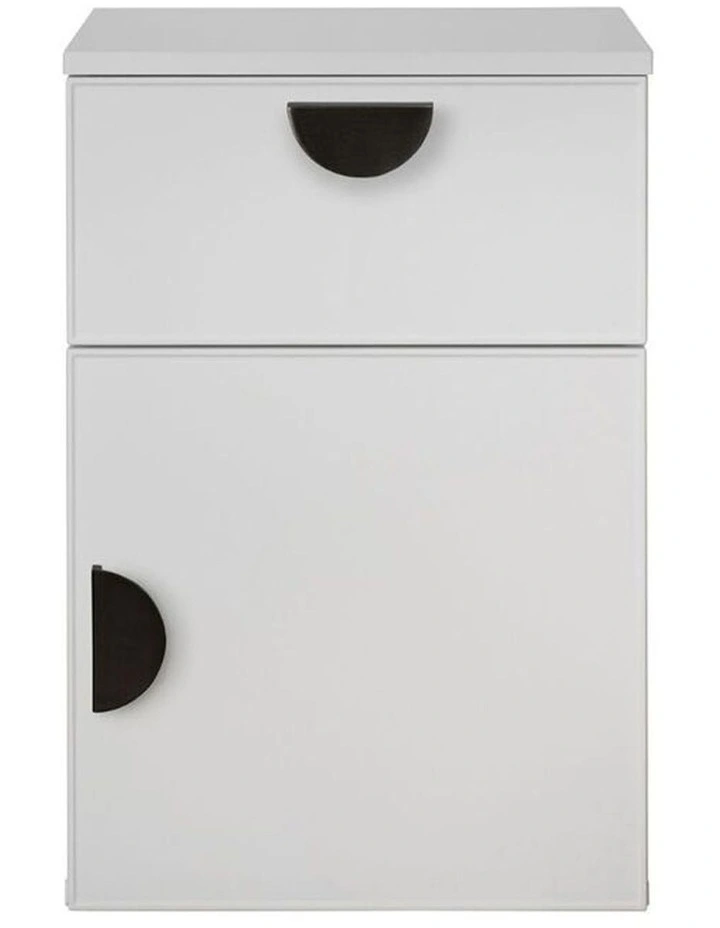 Porto White Slim Front Bedside Table Black Half Moon Handle image 1