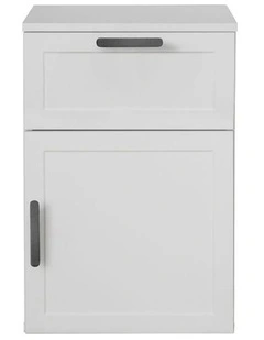Porto White Hamptons Bedside Table Black Oval Handle