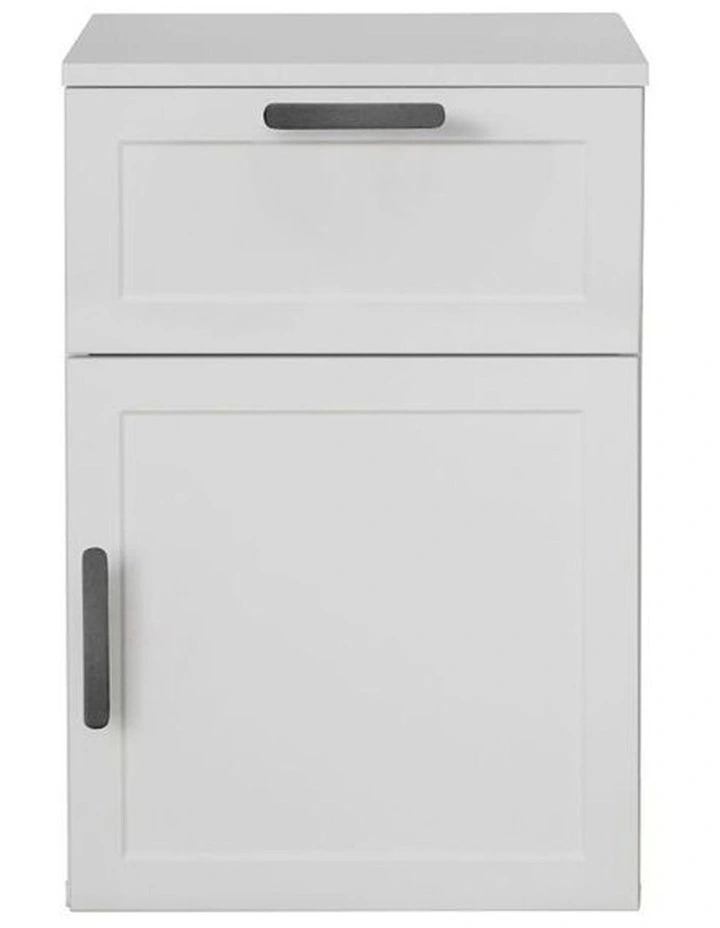 Porto White Hamptons Bedside Table Black Oval Handle image 1