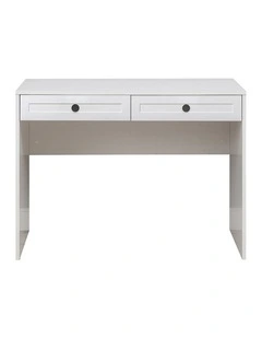 Odessa White Hamptons Front Desk Black Round Handle