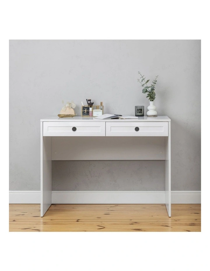 Odessa White Hamptons Front Desk Black Round Handle image 2