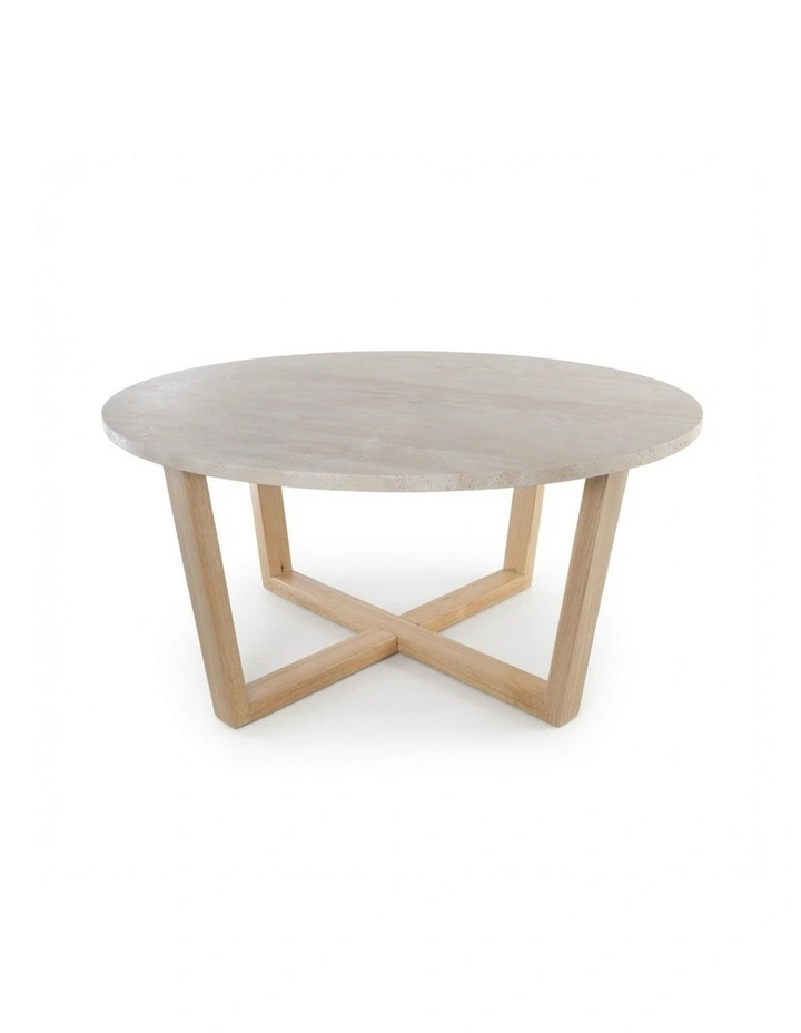 Lyra Decorative Furniture Coffee Table Natural Oak Travertine 85x85x40cm image 1