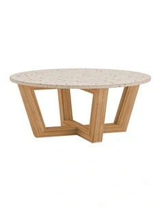 Lyra Decorative Furniture Coffee Table Natural Oak Travertine 85x85x40cm
