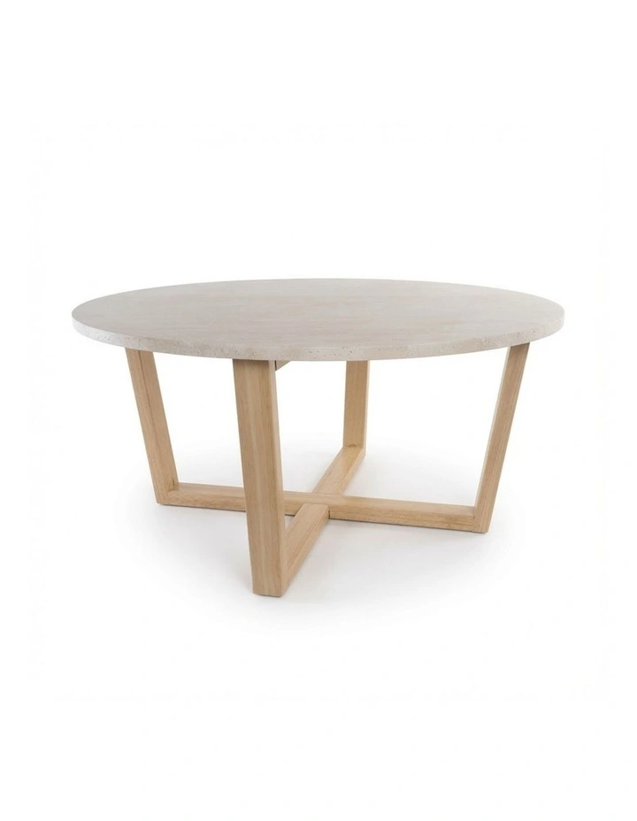Lyra Decorative Furniture Coffee Table Natural Oak Travertine 85x85x40cm image 4