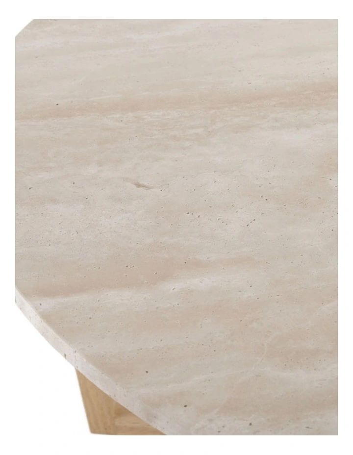 Lyra Decorative Furniture Coffee Table Natural Oak Travertine 85x85x40cm image 7
