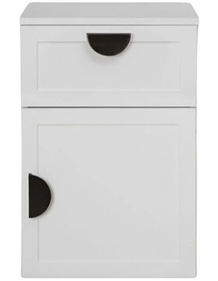 Porto White Hamptons Bedside Table Black Half Moon Handle