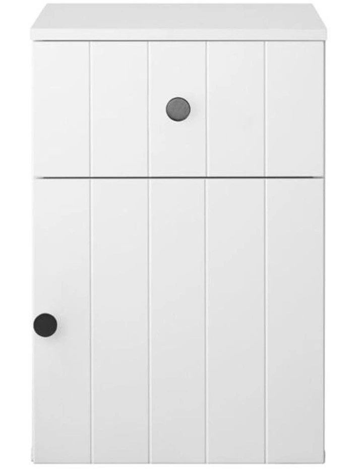 Porto Wht Vj Panel Front Bedside Table Black Round Handle image 1