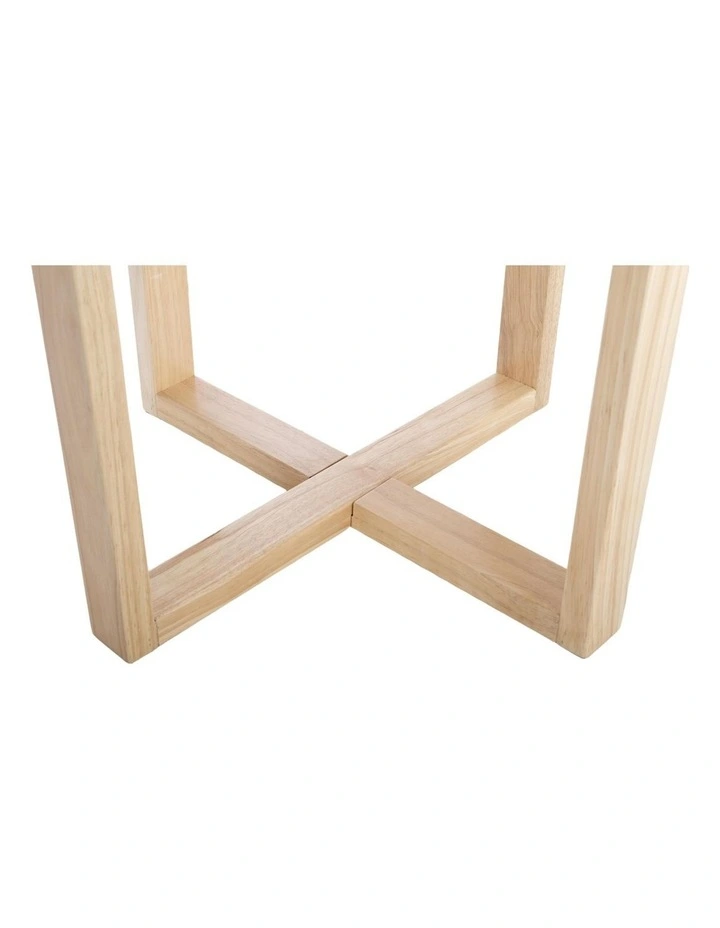 Lyra Decorative Furniture Side Table Natural Oak Travertine 60x50x50cm image 6