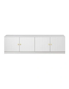 Bucharest White Vj Panel Tv Unit Brass Round Handle
