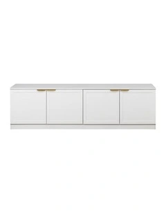 Bucharest White Hamptons Panel Tv Unit Brass Pull Handle
