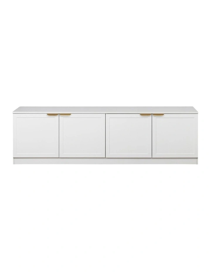 Bucharest White Hamptons Panel Tv Unit Brass Pull Handle image 1