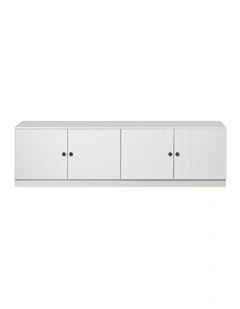Bucharest White Vj Panel Tv Unit Black Round Handle