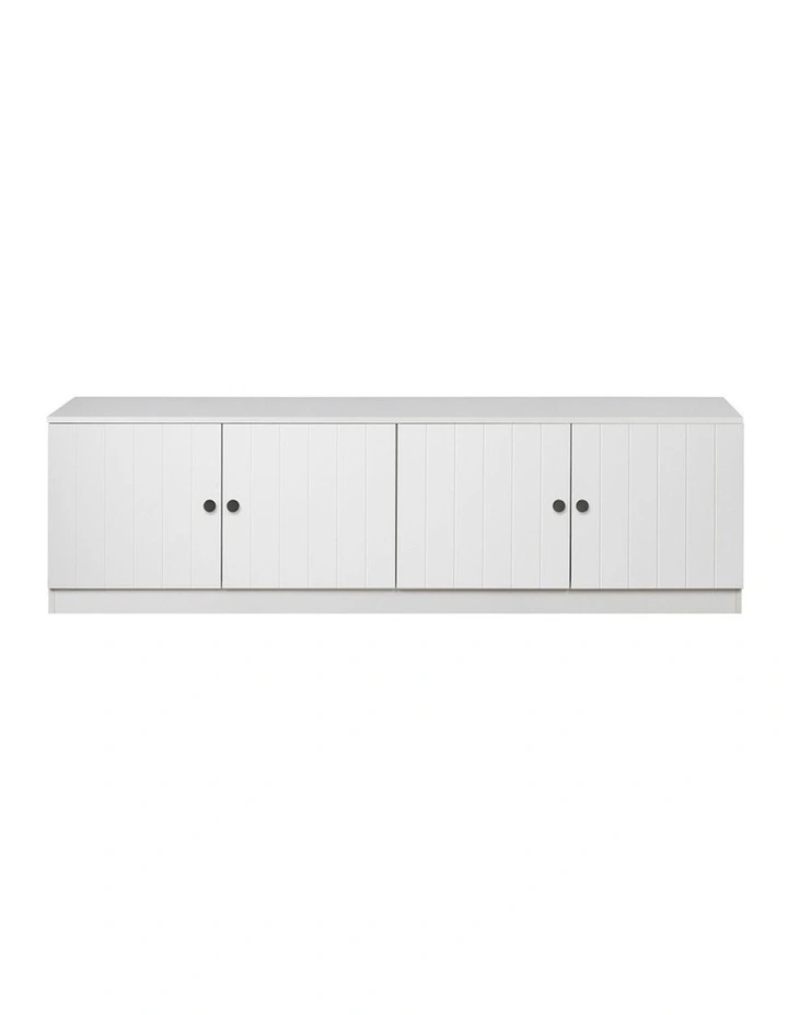 Bucharest White Vj Panel Tv Unit Black Round Handle image 1