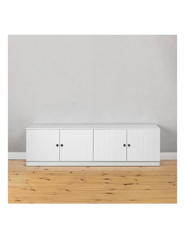 Bucharest White Vj Panel Tv Unit Black Round Handle image 3