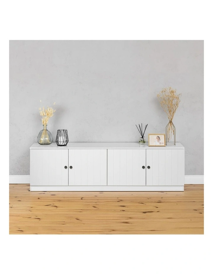 Bucharest White Vj Panel Tv Unit Black Round Handle image 4