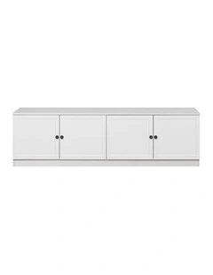 Bucharest White Hamptons Panel Tv Unit Black Round Handle