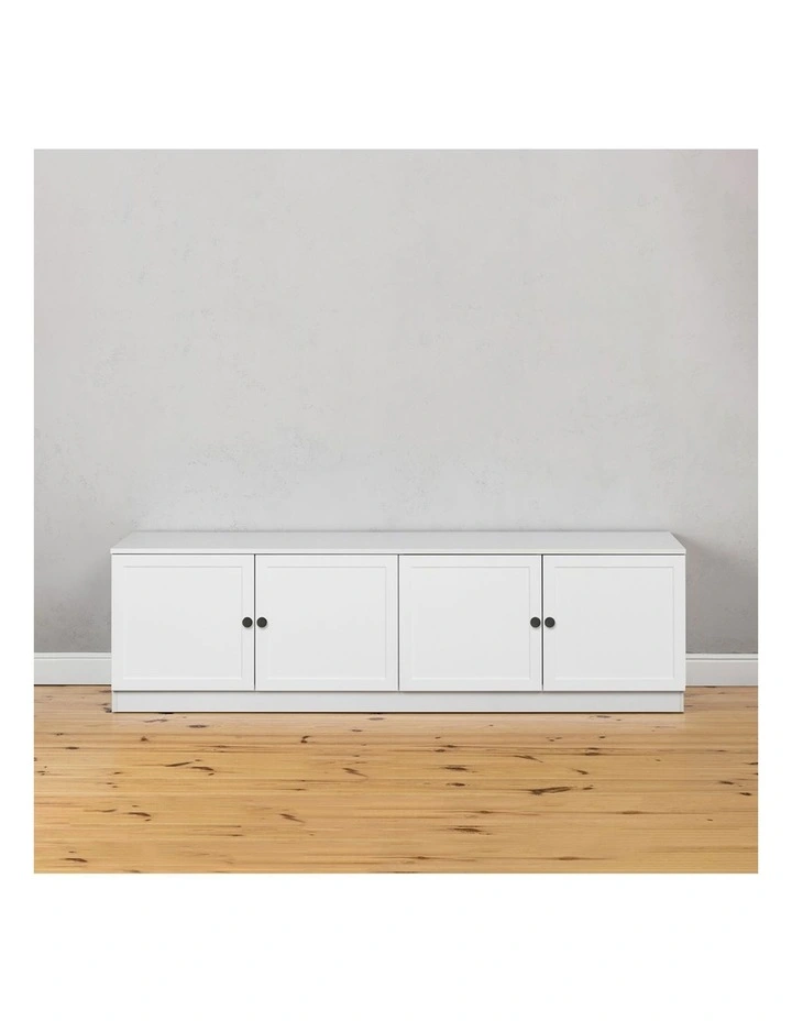Bucharest White Hamptons Panel Tv Unit Black Round Handle image 2