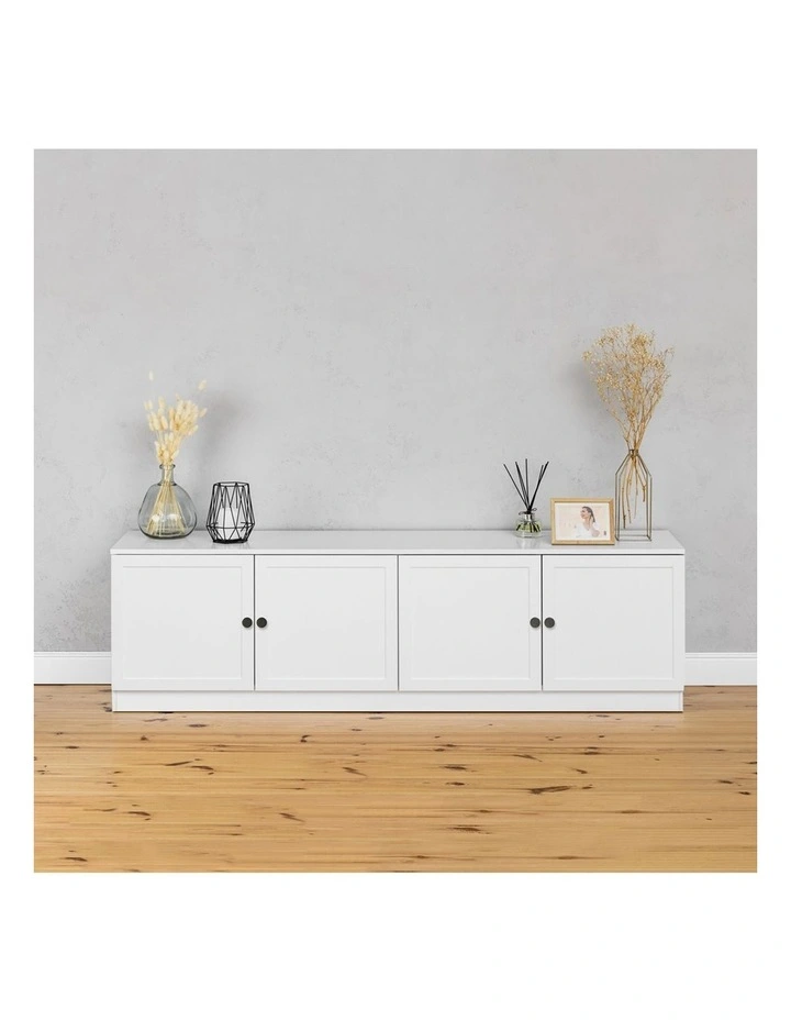 Bucharest White Hamptons Panel Tv Unit Black Round Handle image 3