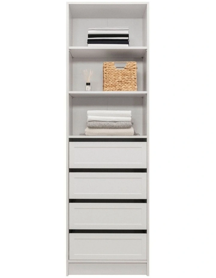 Malmo 4 Drawer 3 Shelf Hamptons Walk In Wardrobe in White image 3