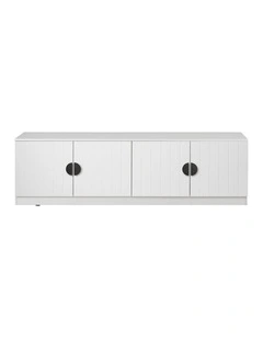 Bucharest White Vj Panel Tv Unit Black Half Moon Handle