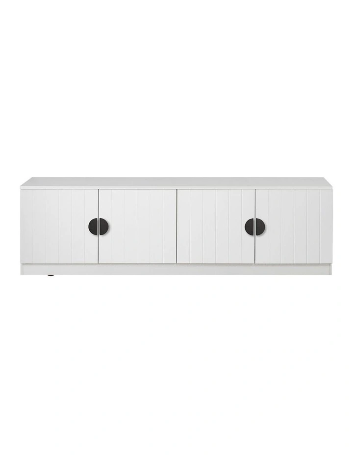 Bucharest White Vj Panel Tv Unit Black Half Moon Handle image 1
