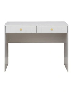 Odessa White Vj Panel Front Desk Brass Round Handle