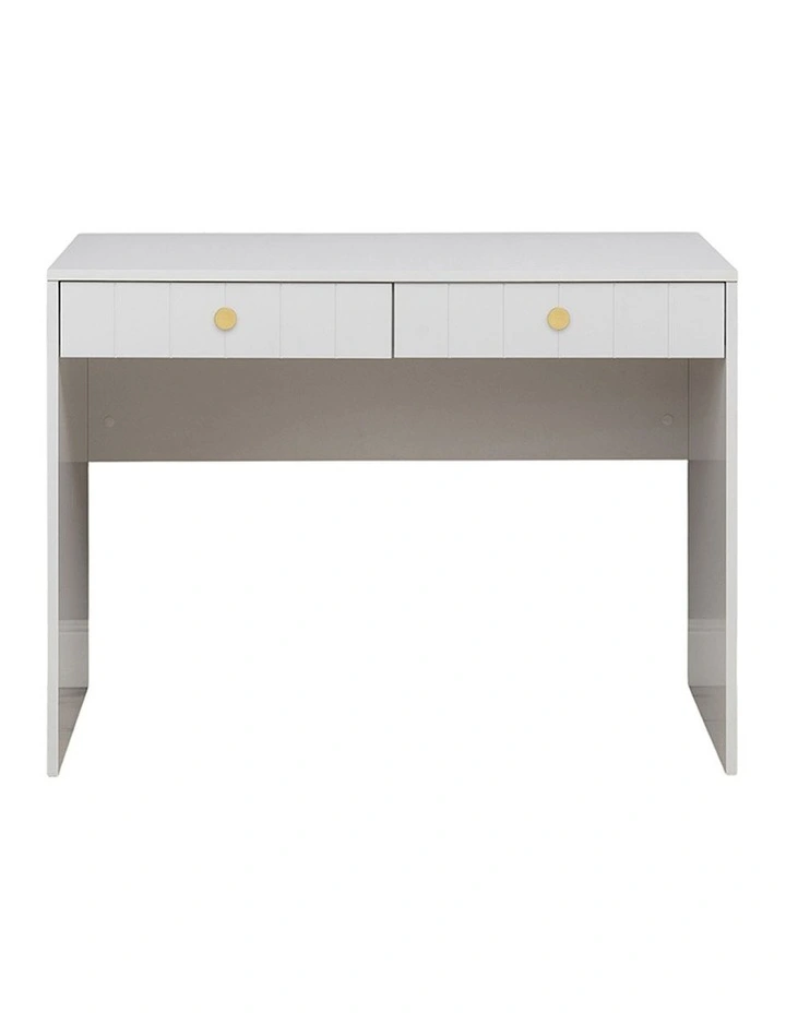 Odessa White Vj Panel Front Desk Brass Round Handle image 1