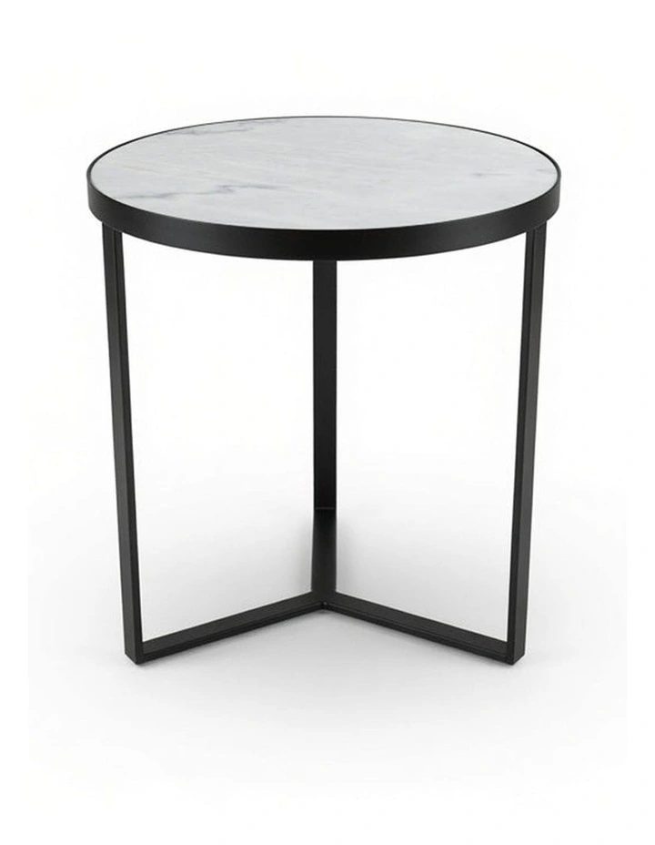 Lume Decorative Furniture Side Table Black/White Marble 60x50x50cm image 1