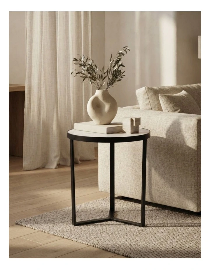 Lume Decorative Furniture Side Table Black/White Marble 60x50x50cm image 2