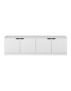 Bucharest White Fluted Panel Tv Unit Black Pull Handle