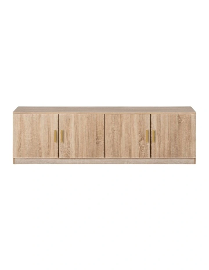 Bucharest Natural Oak Slim Tv Unit Brass Oval Handle image 1